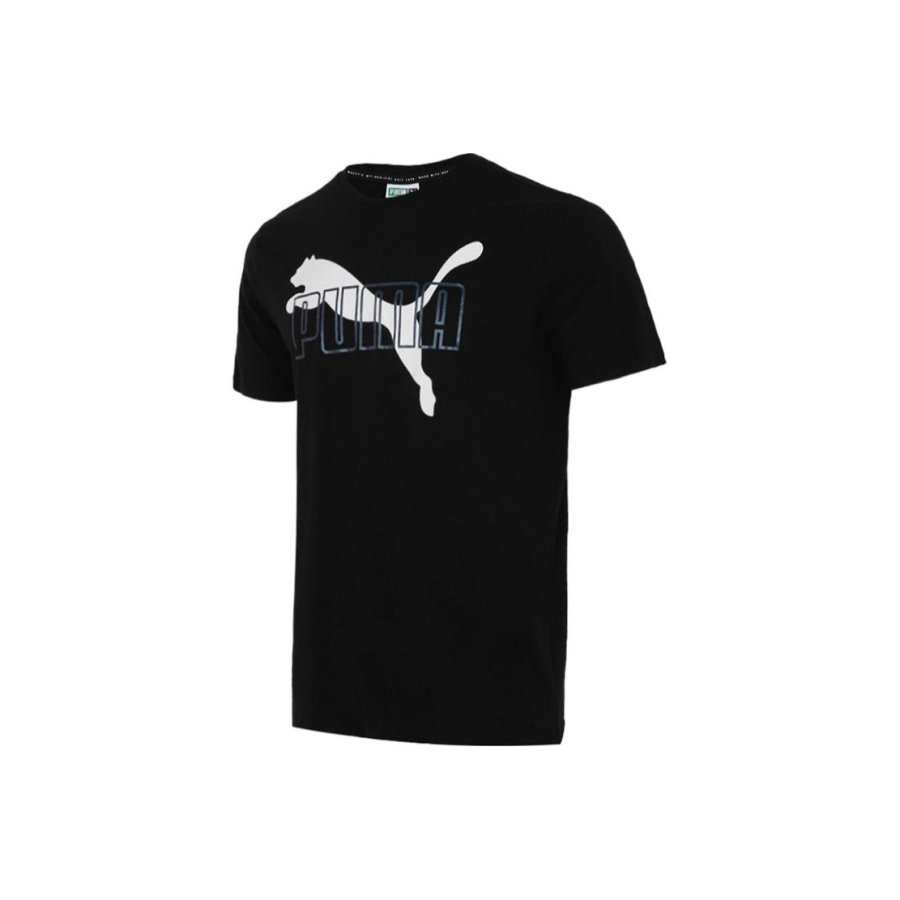 PUMA T Shirts Men's Black Crew Neck Moderate Straight Fit
