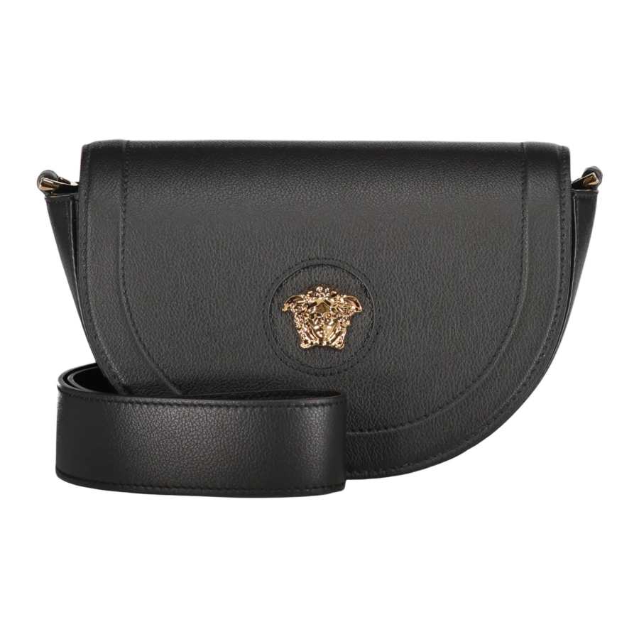 VERSACE Calfskin Shoulder Bag, Crossbody Bag Women's Black
