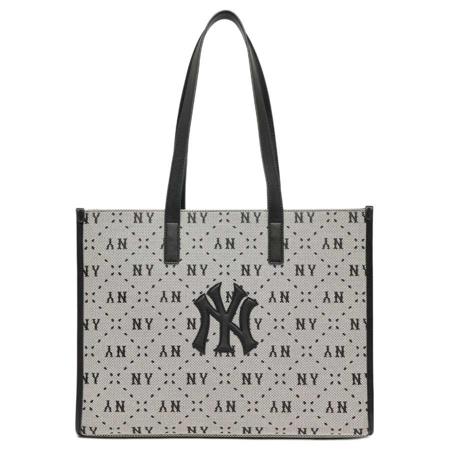 MLB Monogram Collection Cotton Tote Bag, Shopping Bag, Handbag, Shoulder Bag Large Women's Black