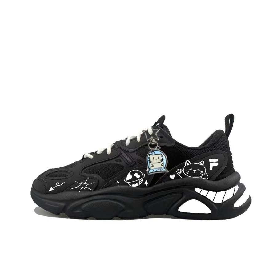 FILA Mars 2 Couple Kitten Abrasion Resistant Low top Casual Shoes Unisex Black