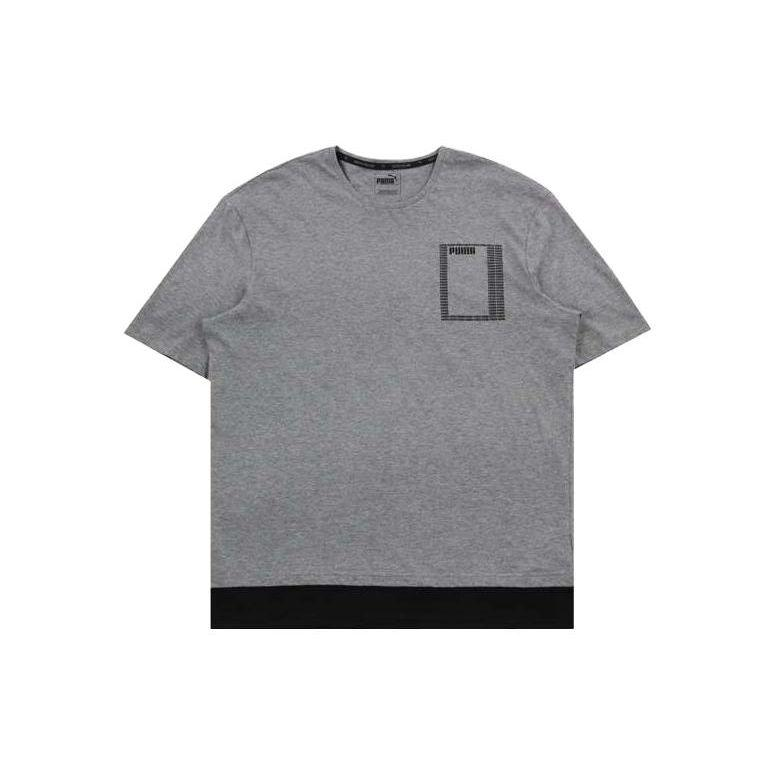 PUMA T Shirts Men's Gray Crew Neck Moderate Straight Fit