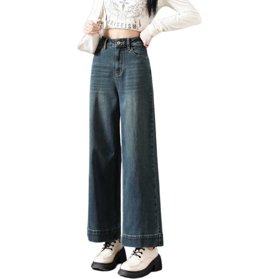 Tonlion Jeans Women's Blue Moderate Wide Leg Pants