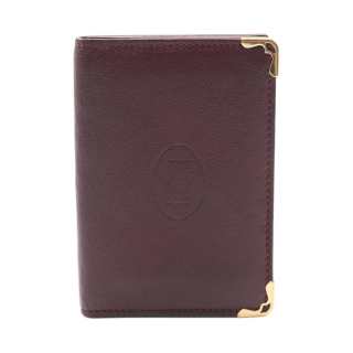 CARTIER Must De Cartier Calfskin Card Holder Women's Burgundy