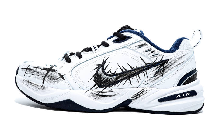 Nike Nike Air Monarch 4 Abrasion Resistant Breathable Chunky Sneakers Unisex White Blue Black