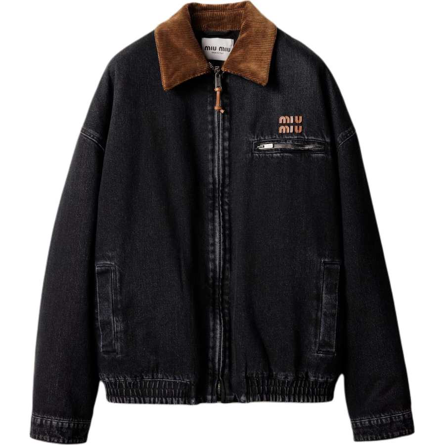 MIU MIU Miu Miu contrast-collar logo blouson jacket