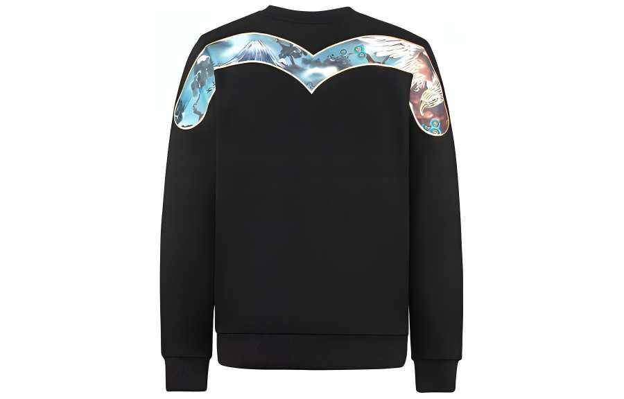 EVISU EVISU Sweatshirts Men's Black Crew Neck Moderate Regular