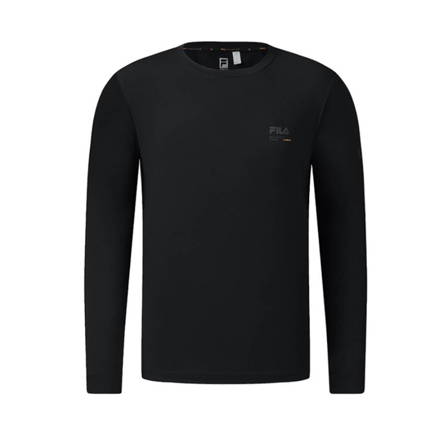 FILA Fitness T Shirts Men's Pitch Black Crew Neck Moderate
