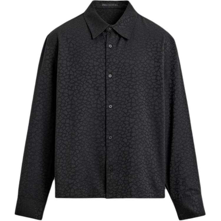 ZARA Shirts Men's Black Lapel Moderate