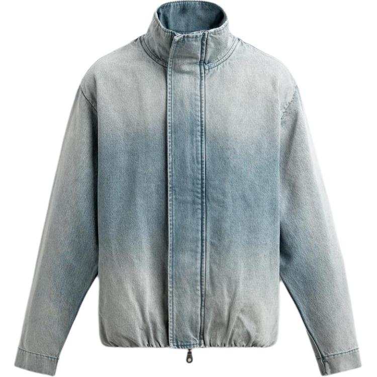 ZARA ZARA Denim Jackets Men's Light Blue Stand Collar Moderate