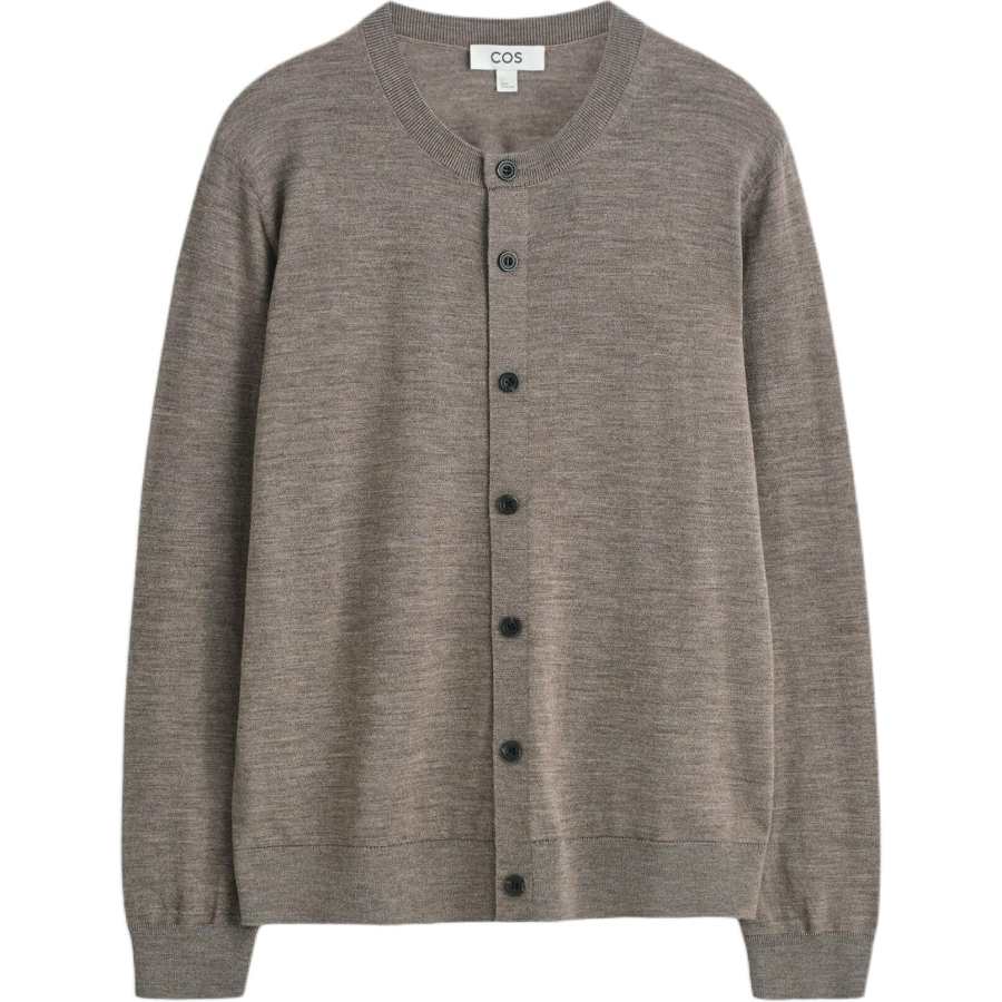 COS COS Sweaters Men's Gray Crew Neck Moderate Cardigan
