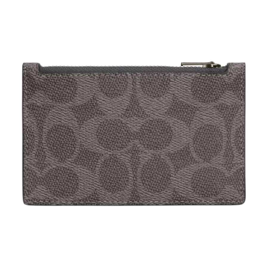 COACH Signature Coated Canvas With Leather Card Holder Unisex Gray & Charcoal