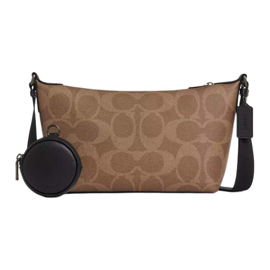 COACH Crossbody Coated Canvas Shoulder Bag, Crossbody Bag Small Men's Tan