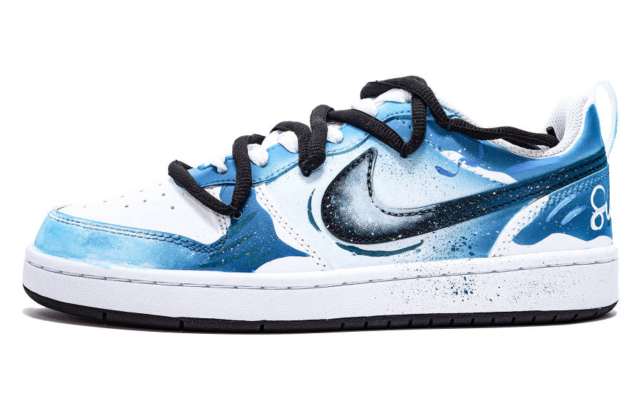 Nike Nike Court Borough Waves Of Galaxy Cushioning Abrasion Resistant Low top Kids' Skateboarding Shoes White Blue Unisex