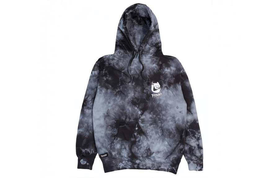 RIPNDIP RIPNDIP Cheap Cat Fleece Lined With Hood Pullover Sweatshirt Unisex Tie Dye Black