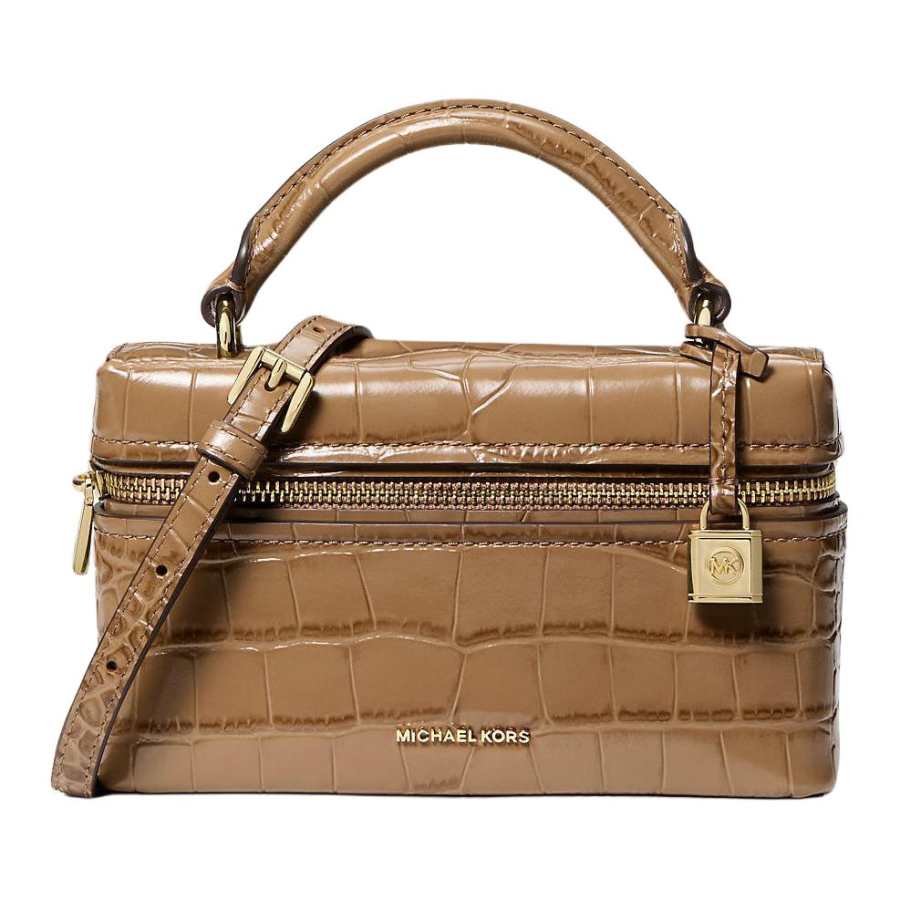 MICHAEL KORS Jana Cow Leather Geometric Handbag Mini Women's Camel
