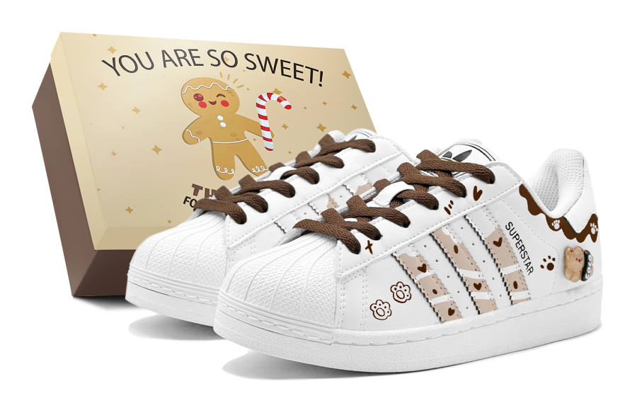 Adidas Originals Superstar 2 Playful Bear Low top Skateboard Shoes Unisex Brown White