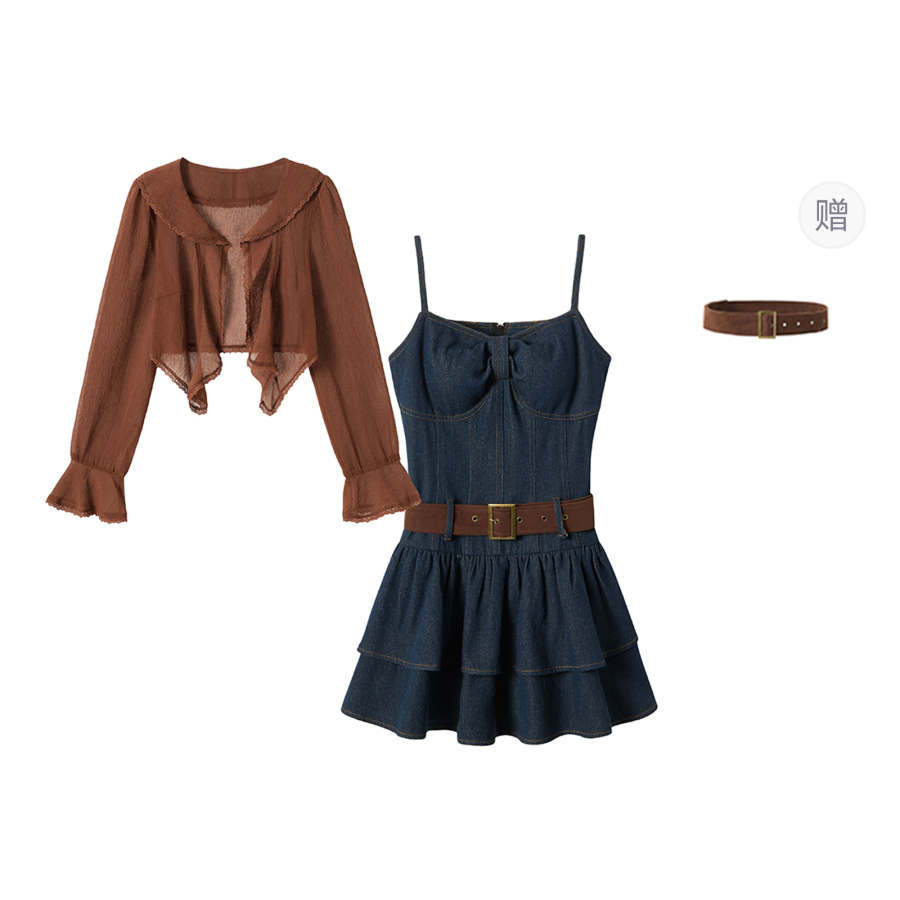 FABRIC PIG Two Piece Skirt Sets Women's Crew Neck Moderate Short