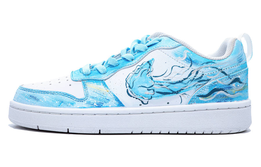 Nike Nike Court Borough Blue Jellyfish Slip Resistant Cushioning Abrasion Resistant Low top Kids' Skateboarding Shoes