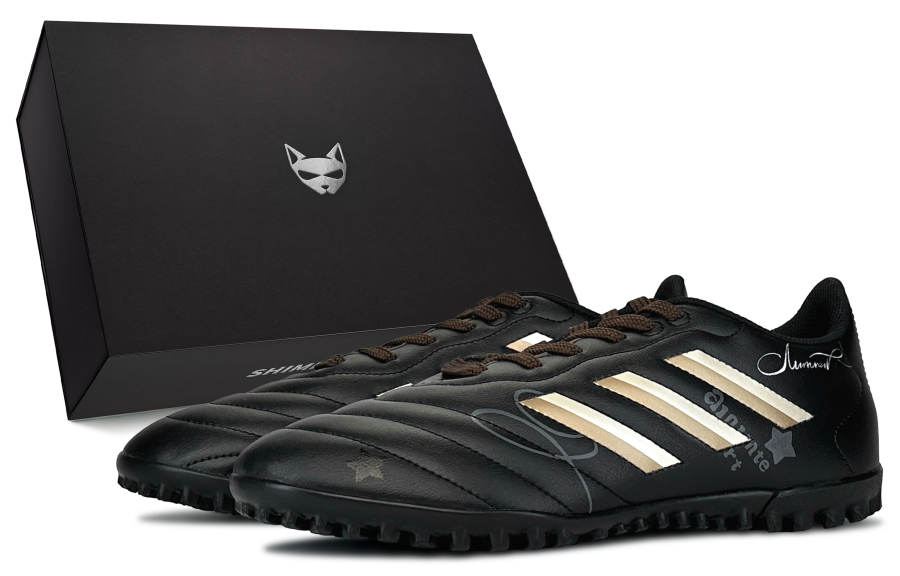 Adidas Adidas GOLETTO 8 TF Turf Cushioning Abrasion Resistant Coverage Soccer Shoes Unisex Black Gold