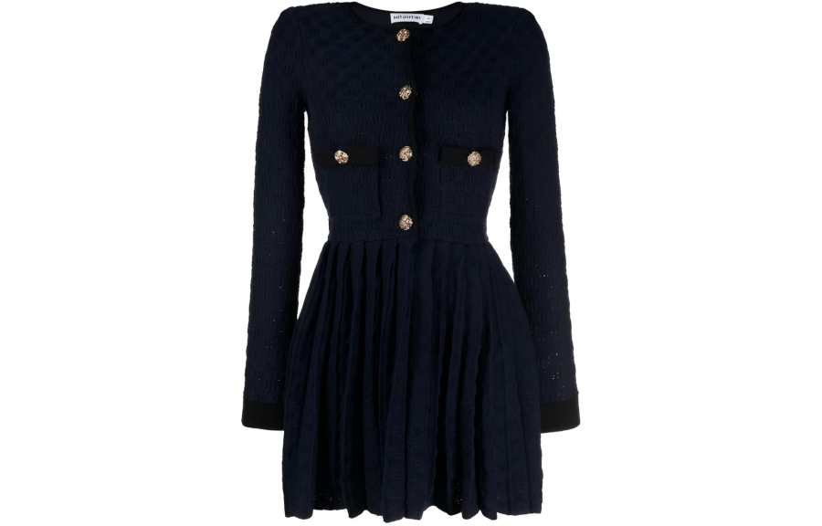 Self-portrait Weave-knit Pleated Minidress