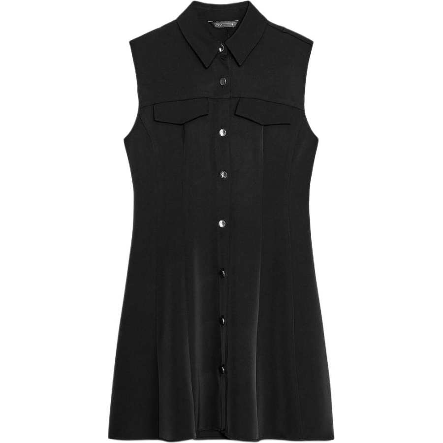 ZARA Sleeveless Dresses Women's Black Lapel Moderate
