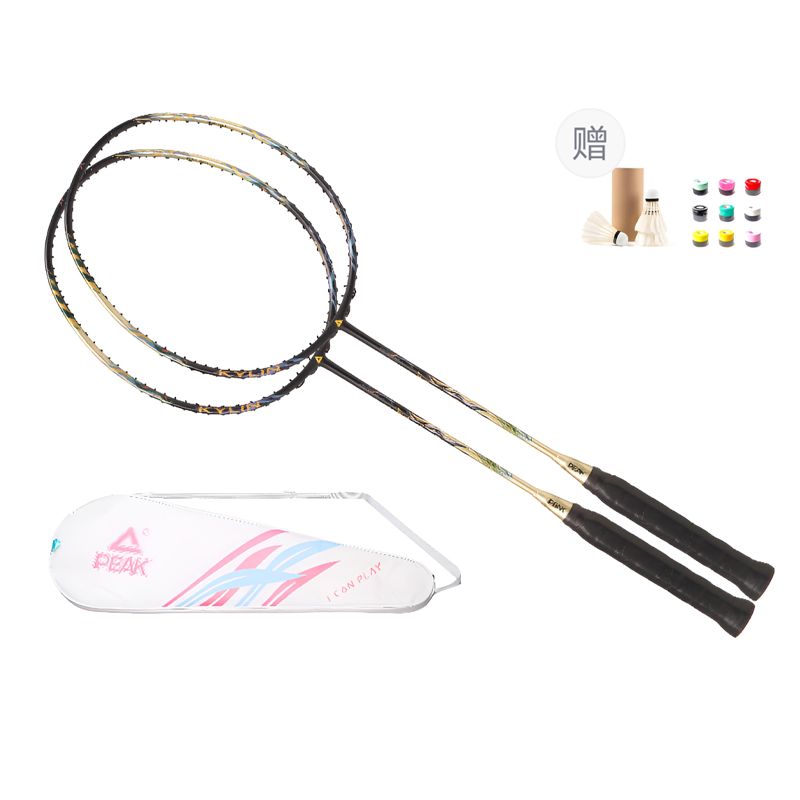 PEAK Qilin Full Carbon Badminton Rackets Offensive Type Heavy Head, Stiff Shaft Advanced Level Unisex 5U/G5