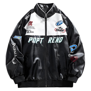 QIKE American Vintage Pilot Thickened And Fleece Lined PU Leather Jacket, Trendy And Handsome Motorcycle Jacket Coat