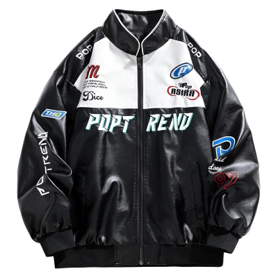 QIKE American Vintage Pilot Thickened And Fleece Lined PU Leather Jacket, Trendy And Handsome Motorcycle Jacket Coat
