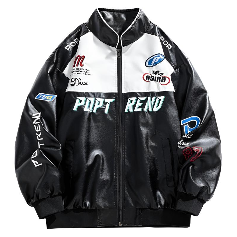 QIKE American Vintage Pilot Thickened And Fleece Lined PU Leather Jacket, Trendy And Handsome Motorcycle Jacket Coat