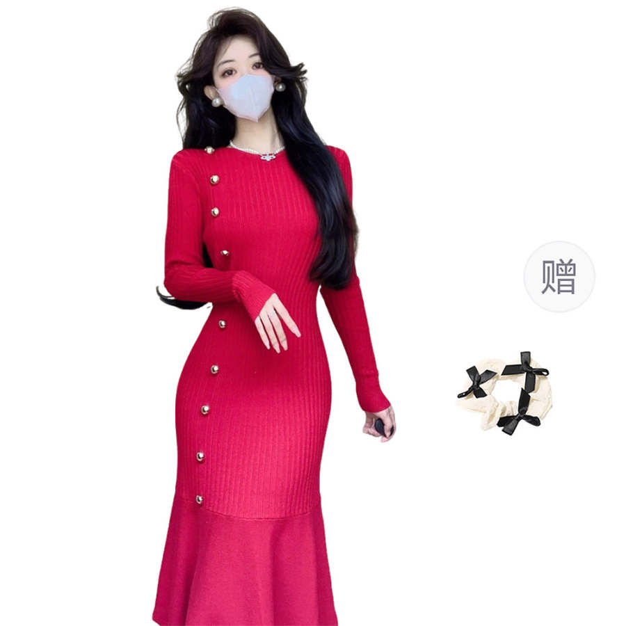 CPAURA Knit Long Skirts Women's Moderate Long Knitted Skirt