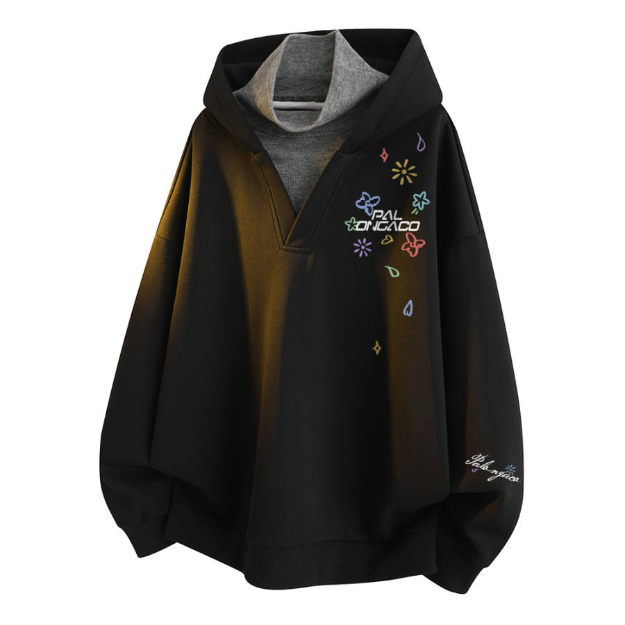 PAL ONGACO Sweatshirts Unisex Hooded Moderate Mock Two Piece