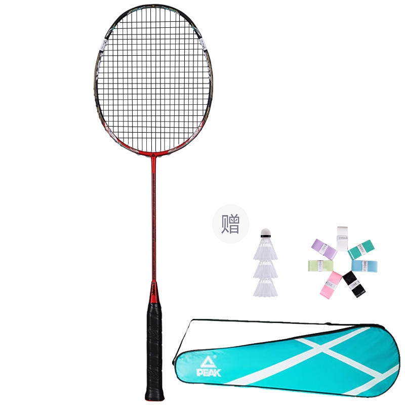 PEAK Full Carbon Badminton Rackets Control Type All around Defense Advanced Level 675mm Unisex 5U/G5 Black Red