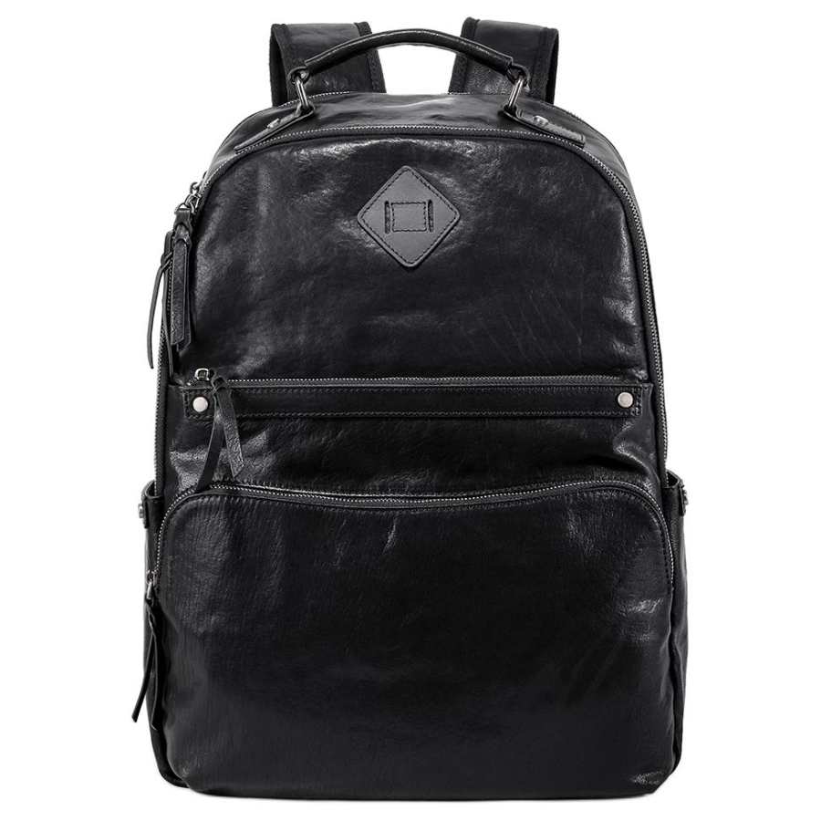Ace Paul Top Grain Cow Leather Backpack Large Men's Black