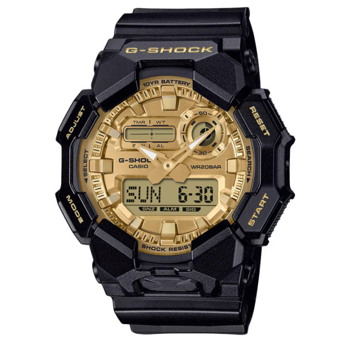 CASIO CASIO GA 010 Collection 200m Waterproof Quartz Movement Resin Strap Watch Unisex Gold Dial
