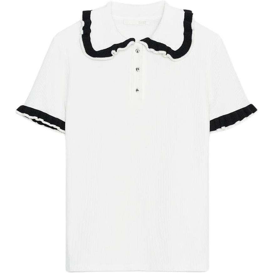 ZARA Polo Shirts Women's Medium Nude Lapel Moderate