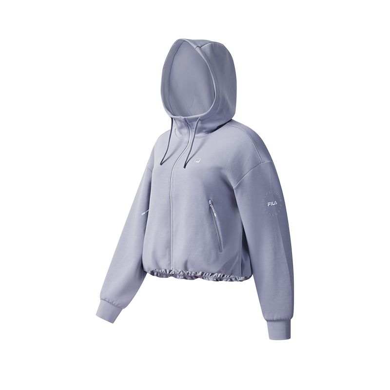 FILA Fitness Jackets Women's Dark Blue Purple Hooded Non Detachable Moderate Straight Fit