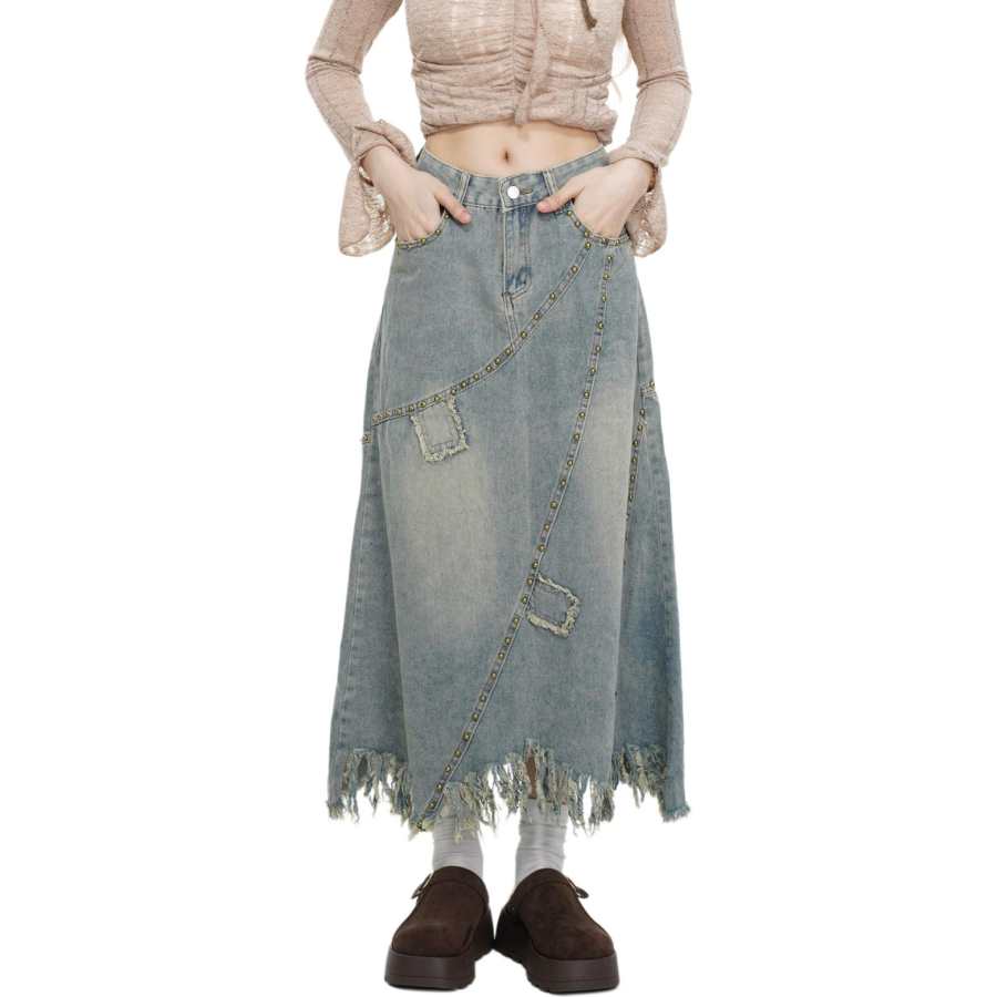 NEVER RULE NEVER RULE Denim Long Skirt Women's