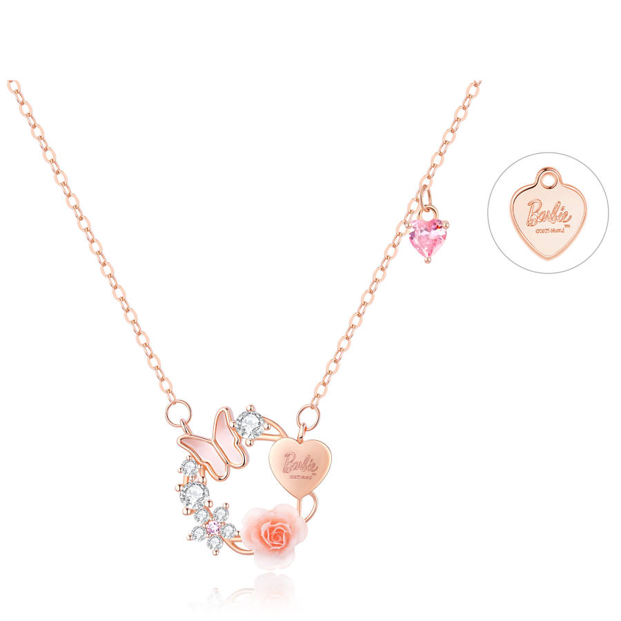 Barbie 925 Sterling Silver, Synthetic Cubic Zirconia Resin Necklaces Women's