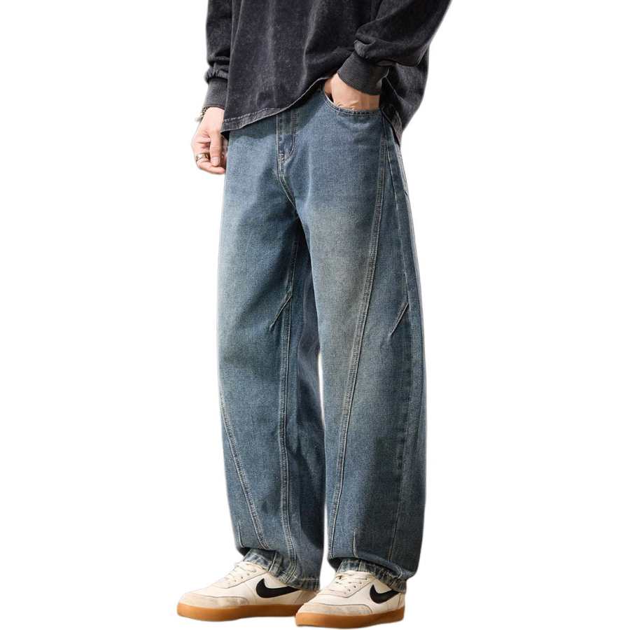 Tonlion Jeans Unisex Denim Blue Moderate Wide Leg Pants