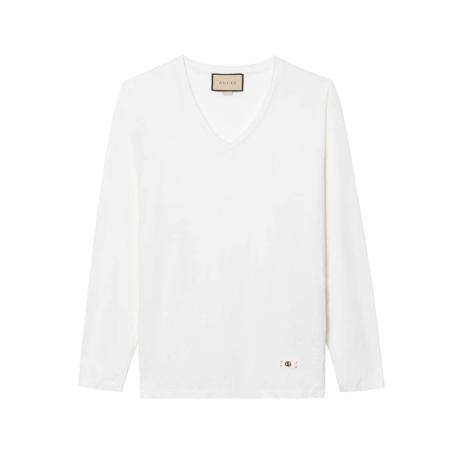 GUCCI T Shirts Men's White V Neck Moderate