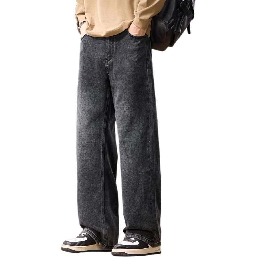 Tonlion Jeans Unisex Gray Moderate Wide Leg Pants