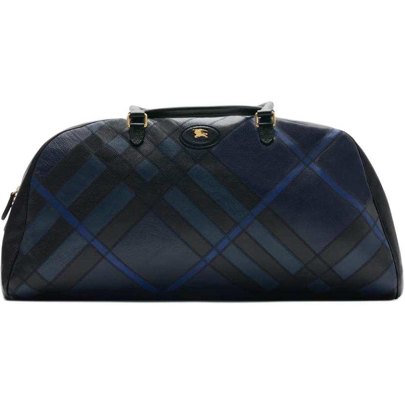 Burberry Highlands Buffalo Leather Travel Bag Men's Storm Blue