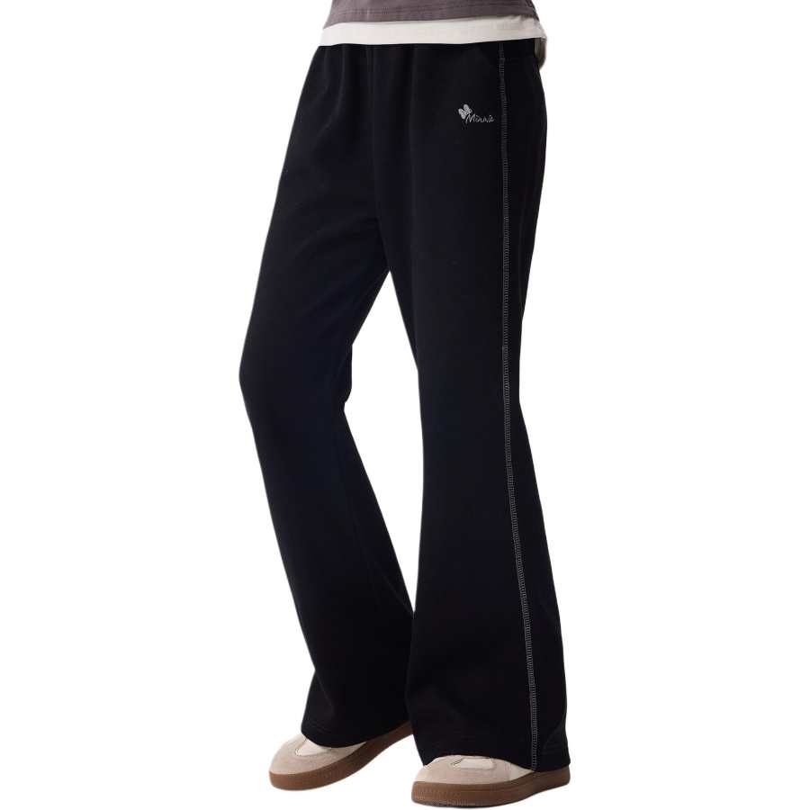 Disney Knitted Sweatpants Minnie Spring Fall Winter Flared Fit Mid Rise Fleece Lined Single Layer