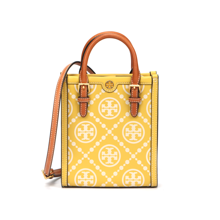 TORY BURCH Cow Leather Tote Bag Shopping Bag Sheet Music Bag Shoulder Bag Crossbody Bag Handbag Mini Women's Yellow