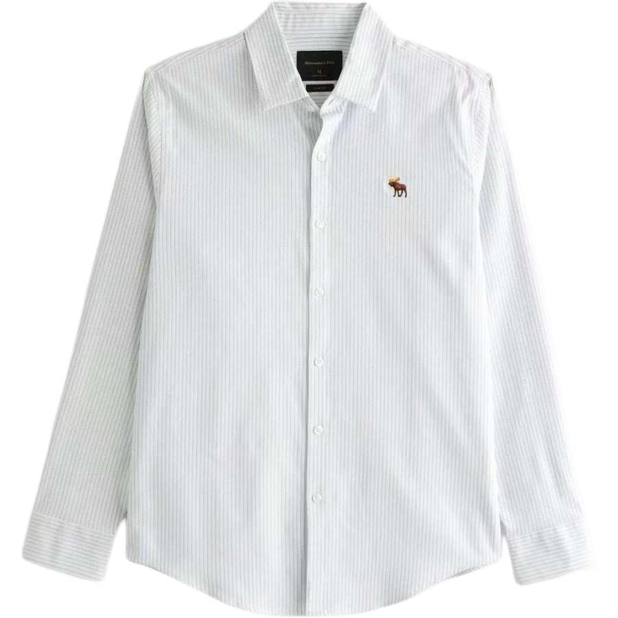 Abercrombie&Fitch Shirts Men's White Stripes Lapel Moderate