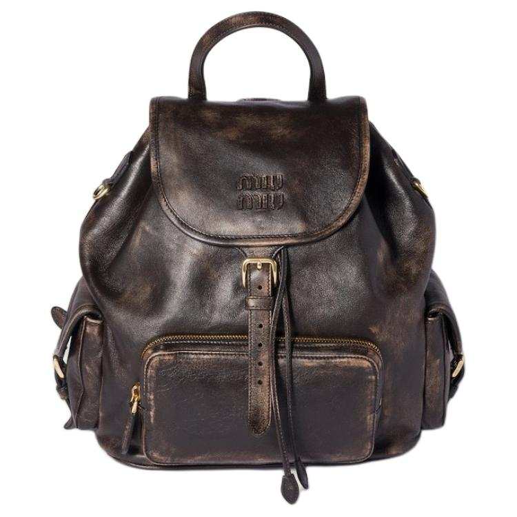 MIU MIU MIU MIU Lambskin Backpack Regular Women's Coffee