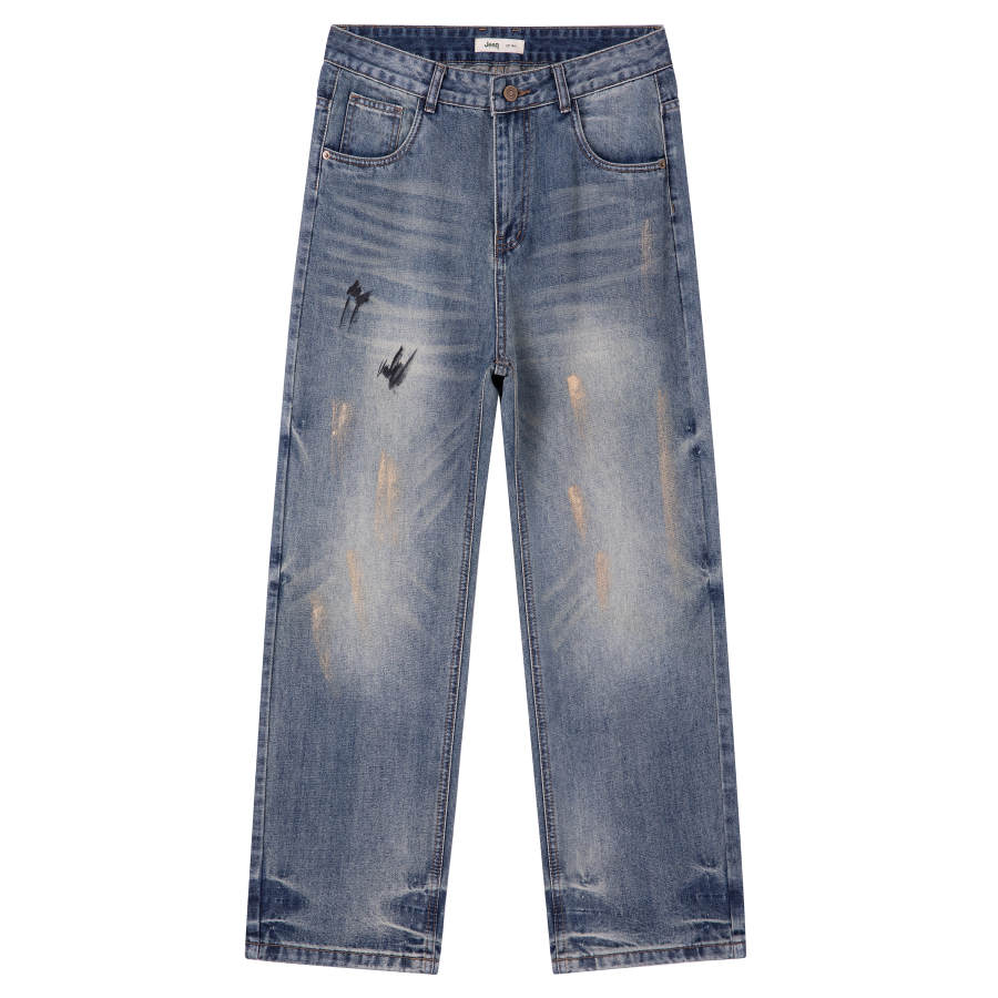 Jeep Jeans Unisex P755MWNO10 Blue Moderate Straight Fit Pants