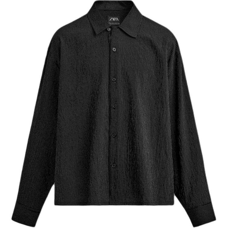 ZARA Shirts Men's Black Lapel Moderate
