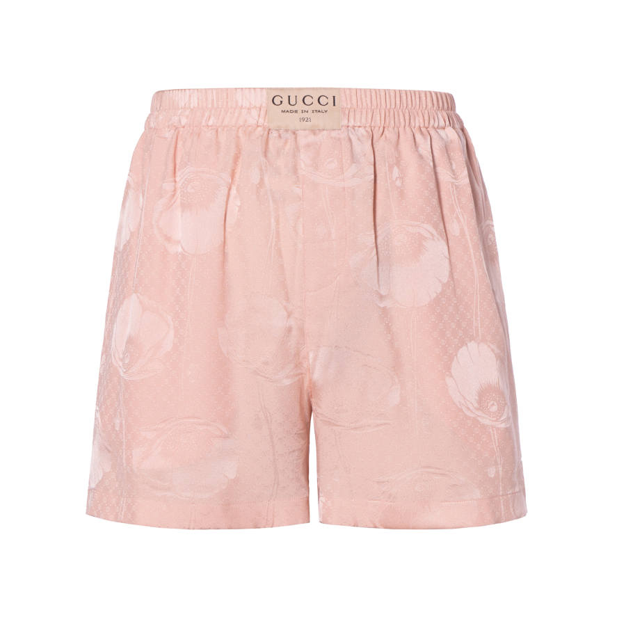 GUCCI 【Previous Season】poppy-print silk boxer shorts