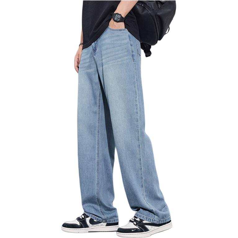 Tonlion Jeans Unisex Vintage Blue Moderate Straight Fit Pants